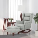 vidaXL gugalni stol z lesenimi nogami in stolčkom svetlo siv žamet | Shoptok.si