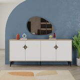 Marckeric Bijela/u prirodnoj boji niska komoda u dekoru hrasta 185x79 cm Nola – | shoptok.hr