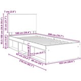  Okvir za krevet Bijelo 100 x 200 cm Čvrsto borovo drvo | shoptok.hr