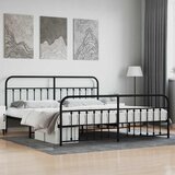  Metalni okvir kreveta uzglavlje i podnožje crni 200x200 cm | shoptok.hr