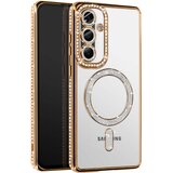 AVIZAR Diamantno ohišje za Samsung Galaxy A56 MagSafe Obris Strass, Zlata, (5000010288) | Shoptok.si