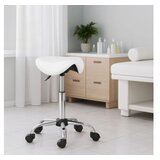 Modern Home Rotirajuca stolica u obliku sedla, kozmetilka i medicinska. podesiva, bela - | ePonuda.com