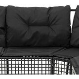 vidaXL Vrtna sofa L-oblika s jastucima i tabureom crna od poliratana | shoptok.hr