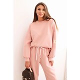 Kesi Włoski Women's set with a loose sweatshirt and pants with the word LOVE dark powder pink Cene