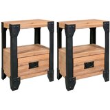vidaXL noćni ormarići od bagremovog drva i čelika 2 kom 40x30x54 cm | shoptok.hr
