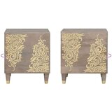 Nočna omarica 2 pcs Siva 40 x 33 x 46 cm trden mangov les, (5000069609) | Shoptok.si