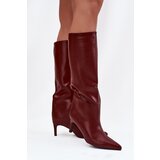Boto Women's Slip-On Insulated Boots on Heel Bordeaux Olive | shoptok.hr