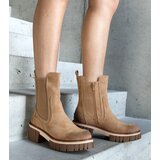 Gemre Beige massive platform boots with distressing Sholla | Shoptok.si
