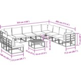vidaXL Vrtna sedežna garnitura 11 pcs Črna 70 x 70 x 32 cm Aluminij | Shoptok.si