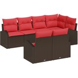vidaXL Vrtna sedežna garnitura 7 pcs Rjava in rdeča poli ratan, (5000143891) | Shoptok.si