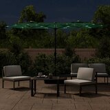  Dvostruki vrtni suncobran s LED svjetlima zeleni 316 x 145 cm | shoptok.hr
