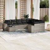 vidaXL 10-dijelni set vrtnih sofa poliratan s jastucima svijetlosivi | shoptok.hr