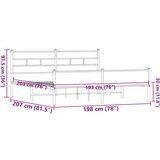 Metalni Kovinski posteljni okvir brez vzmetnice rjavi hrast 193x203 cm, (21609416) | Shoptok.si