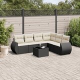 Maison Chic Seti vrtnega pohištva - Vrtna garnitura - Vrtni pohištvo set 7-delna z blazinami črn poli ratan, (21801627) | Shoptok.si