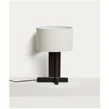Kave Home Bijela/tamno smeđa stolna lampa od masivnog kaučuka s tekstilnim sjenilom (visina 48 cm) Niani – | shoptok.hr
