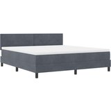 Box Spring Postelja z Blazino Temno Siva Super Kralj Žamet, (22052166) | Shoptok.si