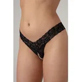 Pearl Crotchless Thong Pia - Black