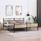 Metalni Kovinski posteljni okvir brez vzmetnice sonoma hrast 200x200 cm, (21829644) | Shoptok.si