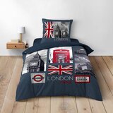 Douceur d intérieur Tamno plava pamučna posteljina za krevet za jednu osobu 140x200 cm City London – | shoptok.hr