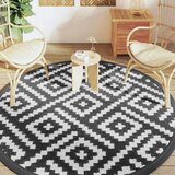 vidaXL Vanjski tepih bijelo-crni Ø 200 cm PP | shoptok.hr