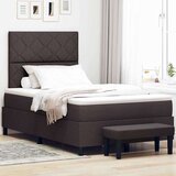 vidaXL Postelja s škatlo in žimnico ter klopjo temno rjava 120x190 cm tkanina, (22082788) | Shoptok.si