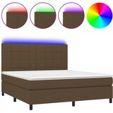 vidaXL Box spring postelja z vzmetnico LED temno rjava 160x200cm blago, (20902379) Cene