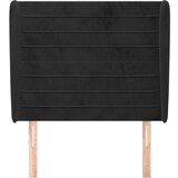  Vzglavje z ušesi črno 103x23x118/128 cm žamet, (20932674) | Shoptok.si