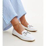 Gemre White Loafers with Zircon Buckle Mali | Shoptok.si