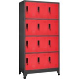 Ormarić s ključem antracit-crveni 90 x 45 x 180 cm čelični | shoptok.hr