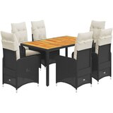  7-dijelni vrtni bistro set od poliratana s jastucima crni | shoptok.hr