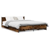Furnova Posteljni okvir s predali dimljen hrast 120x200 cm inž. les, (21939175) | Shoptok.si