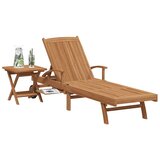  Ležaljka za sunčanje s jastukom 2 pcs Smeđa Čvrsto teak drvo | shoptok.hr