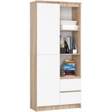 AKORD Regal, 1 Vrata In 2 Predala, Hrast Sonoma/Bela, (5000332548) | Shoptok.si