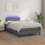 vidaXL Krevet box spring s madracem LED sivi 120x200cm od umjetne kože Cijene