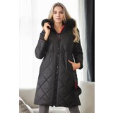 Dewberry Z6646 N FUR POMPOM LADIES' COAT-BLACK-1 | Shoptok.si