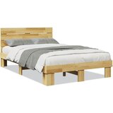 Maison Chic Posteljni okvir - Dvoposteljna postelja - Zakonska postelja z vzglavjem brez vzmetnice masivni les hrast, (21694525) | Shoptok.si