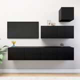 The Living Store Komplet TV omaric 4-delni črna inženirski les - Komplet TV Omaric, (21374534) Cene