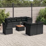 vidaXL 9-dijelni set vrtnih sofa s jastucima crni od poliratana | shoptok.hr
