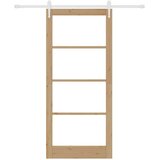  Klizna vrata 93 x 211 cm Masivna borovina i staklo Prirodna | shoptok.hr