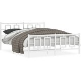  The Living Store Kovinski posteljni okvir z vzglavjem in vznožjem bel 150x200 cm - Posteljni Okvir, (21497634) | Shoptok.si