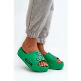 PS1 Women's Foam Slides on Chunky Sole with Teddy Bear Green Lamira Cene