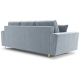Cosmopolitan Design Svetlo modra žametna raztegljiva sedežna garnitura s prostorom za shranjevanje 235 cm Kyoto – | Shoptok.si