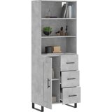 vidaXL Visoka komoda siva betona 69 5x34x180 cm od konstruiranog drva | shoptok.hr