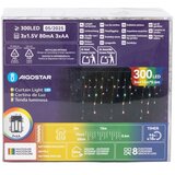 Aigostar led spoljašnja novogodišnja girlanda 300 led / 8 funkcija, napajanje 3xAA, 18 x 0,6 m, IP44, višebojna | Eponuda.com