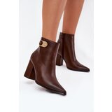 Boto Women’s heeled boots with gold detail chocolate Tharina | ePonuda.com