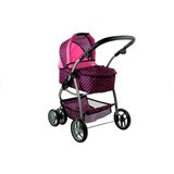 Kolica za lutku Alice 2u1 - roza s crnim točkicama | shoptok.hr