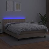  box spring madrac LED cappuccino 140x190cm umjetna koža | shoptok.hr