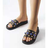 Gemre Black Embellished Montesarchio Slides | Shoptok.si