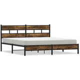 Metalni Kovinski posteljni okvir brez vzmetnice dimljen hrast 193x203cm, (21610780) | Shoptok.si