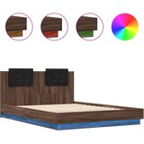  The Living Store Posteljni okvir z vzglavjem in LED rjavi hrast 150x200 cm - Posteljni Okvir, (21497912) | Shoptok.si